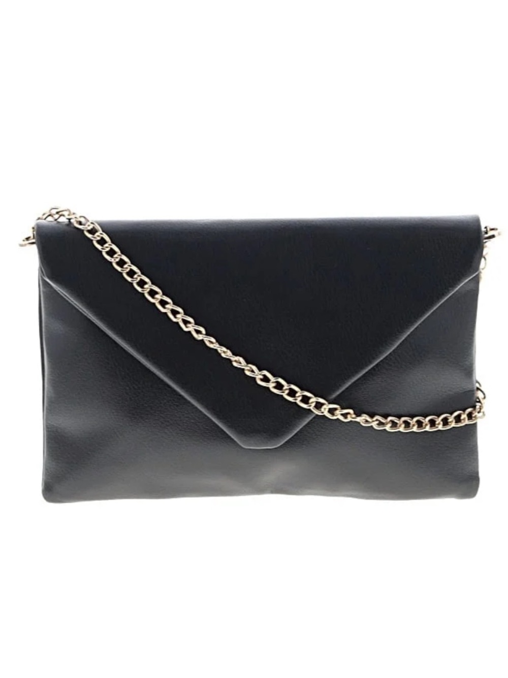 NWOT A New Day Envelope Clutch black with detachable gold toned link chain strap